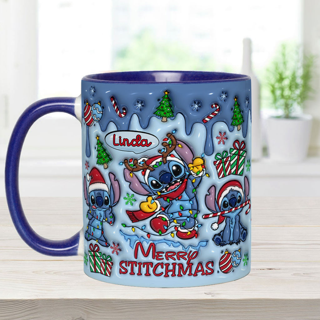 Personalized Merry Stitchmas Ohana Accent Mug Gift for Mom Accent Mug GradoCreations
