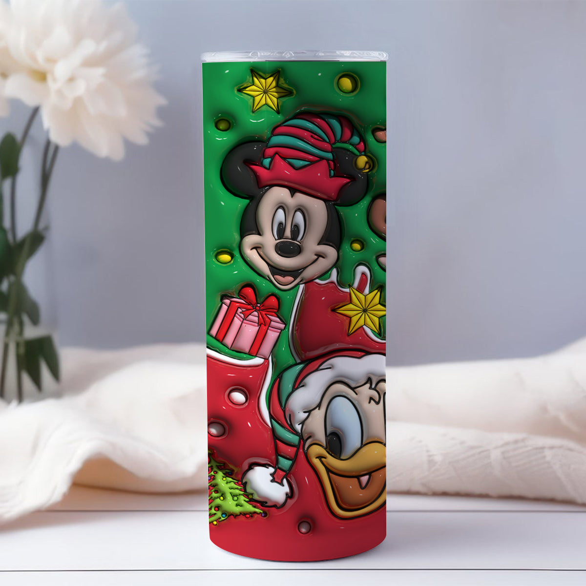 Personalized Christmas Mouse Skinny Tumbler Custom Name Gift Skinny Tumbler GradoCreations