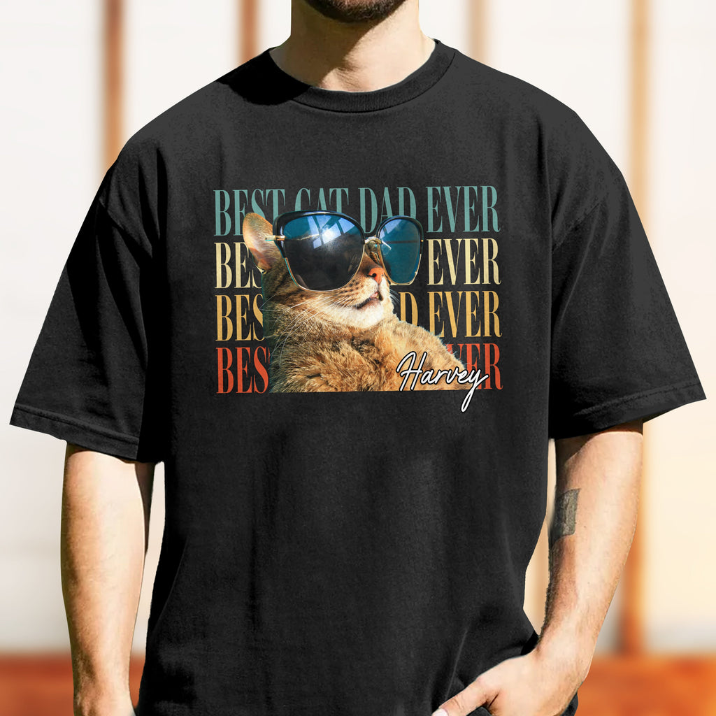 Personalized Vintage Photo Comfort Shirt Gift for Cat Dad Comfort Shirt GradoCreations