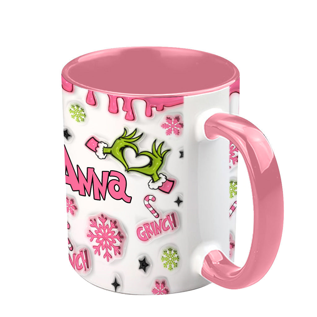 Personalized Christmas Accent Mug with Grinch Design for Hot Cocoa Accent Mug GradoCreations