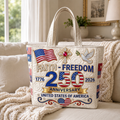 Personalized Patriotic Quilted Tote Bag USA Flag Heart Gift for Her