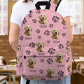 Personalized Photo Pet Paw Backpack Custom Gift for Dog Lover HN590 - Printed Backpack GradoCreations