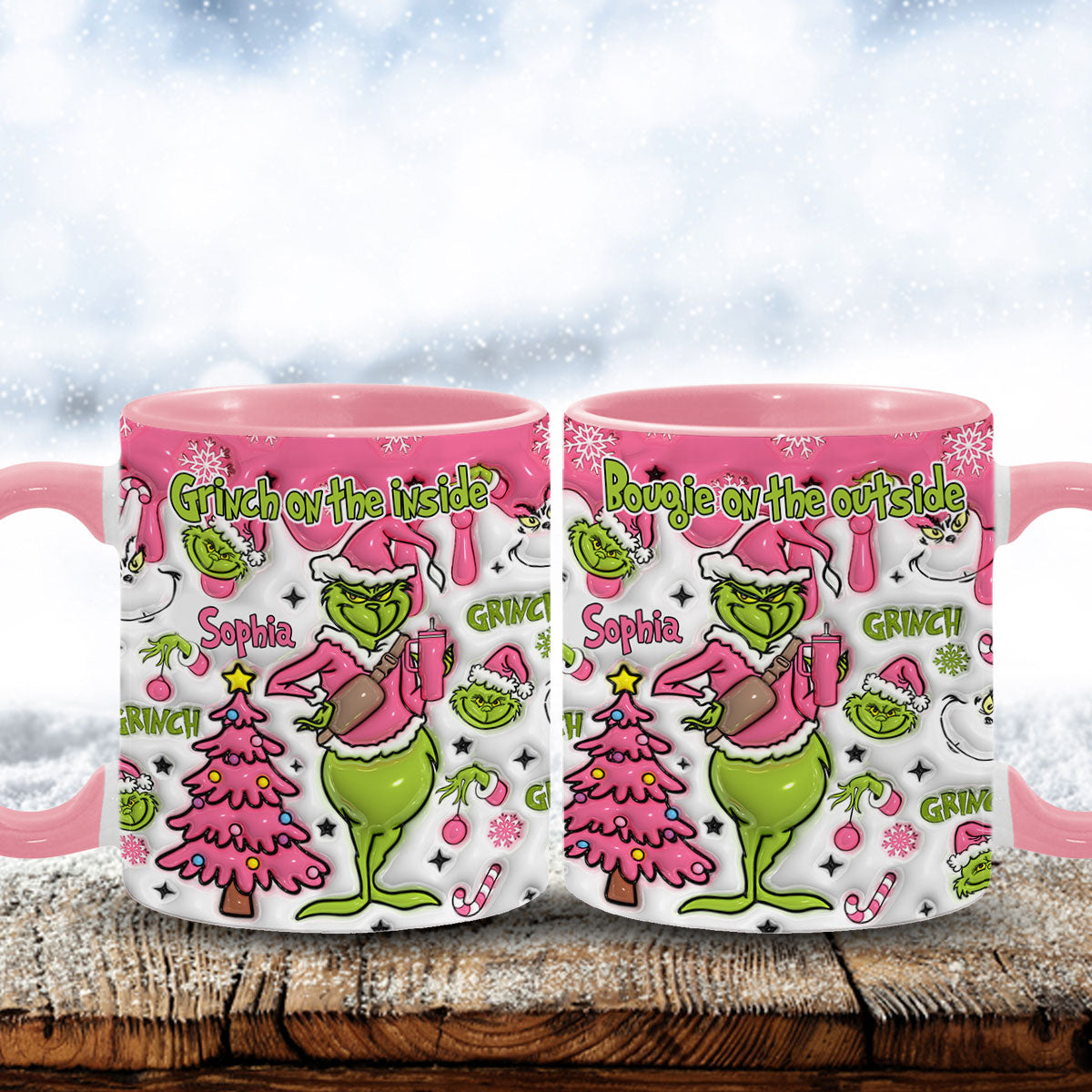 Personalized Grinch Accent Mug Custom Name Holiday Gift Accent Mug GradoCreations