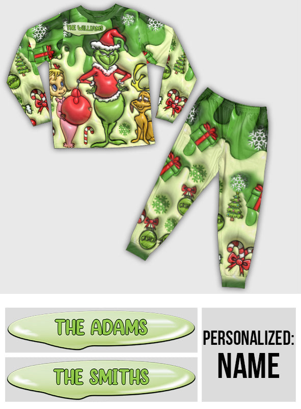Personalized Grinch Christmas Pajamas Set for Family Pajamas Set GradoCreations