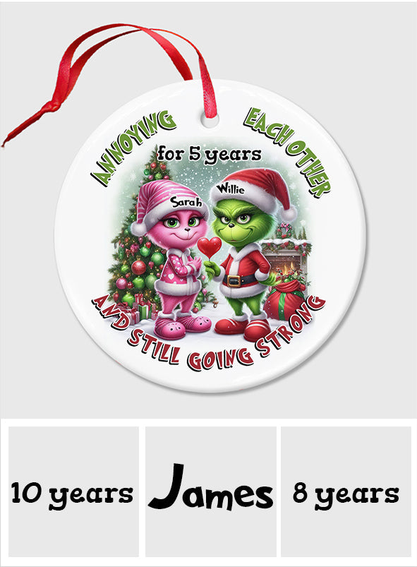 Personalized Ceramic Christmas Ornament Annoying Each Other Gift for Couple Ceramic Circle Ornament GradoCreations