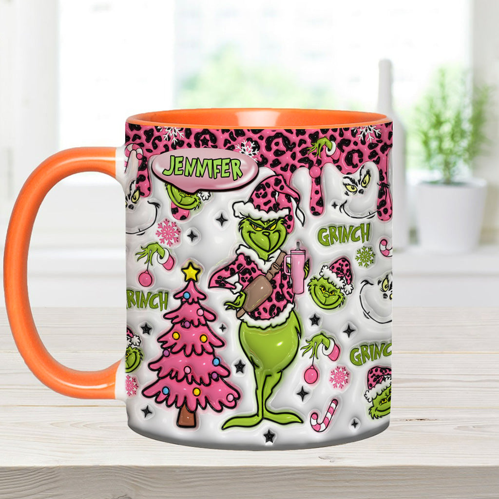 Personalized Grinch Accent Mug Custom Name Holiday Gift Accent Mug GradoCreations