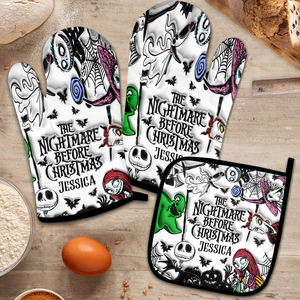 Personalized Nightmare Before Christmas Oven Mitts & Pot Holder Set Gift Idea Oven Mitts & Pot Holder Set GradoCreations
