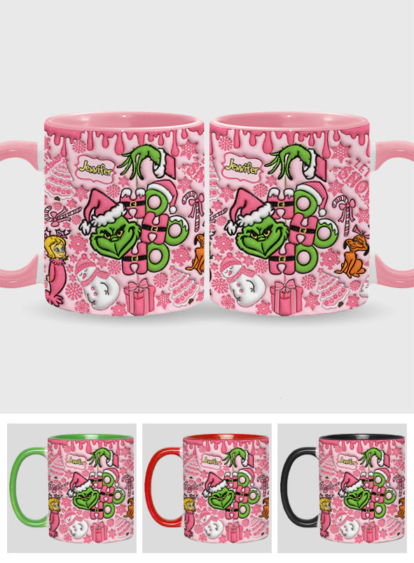 Personalized Grinch Christmas Accent Mug with Custom Name for Holiday Gifts Accent Mug GradoCreations