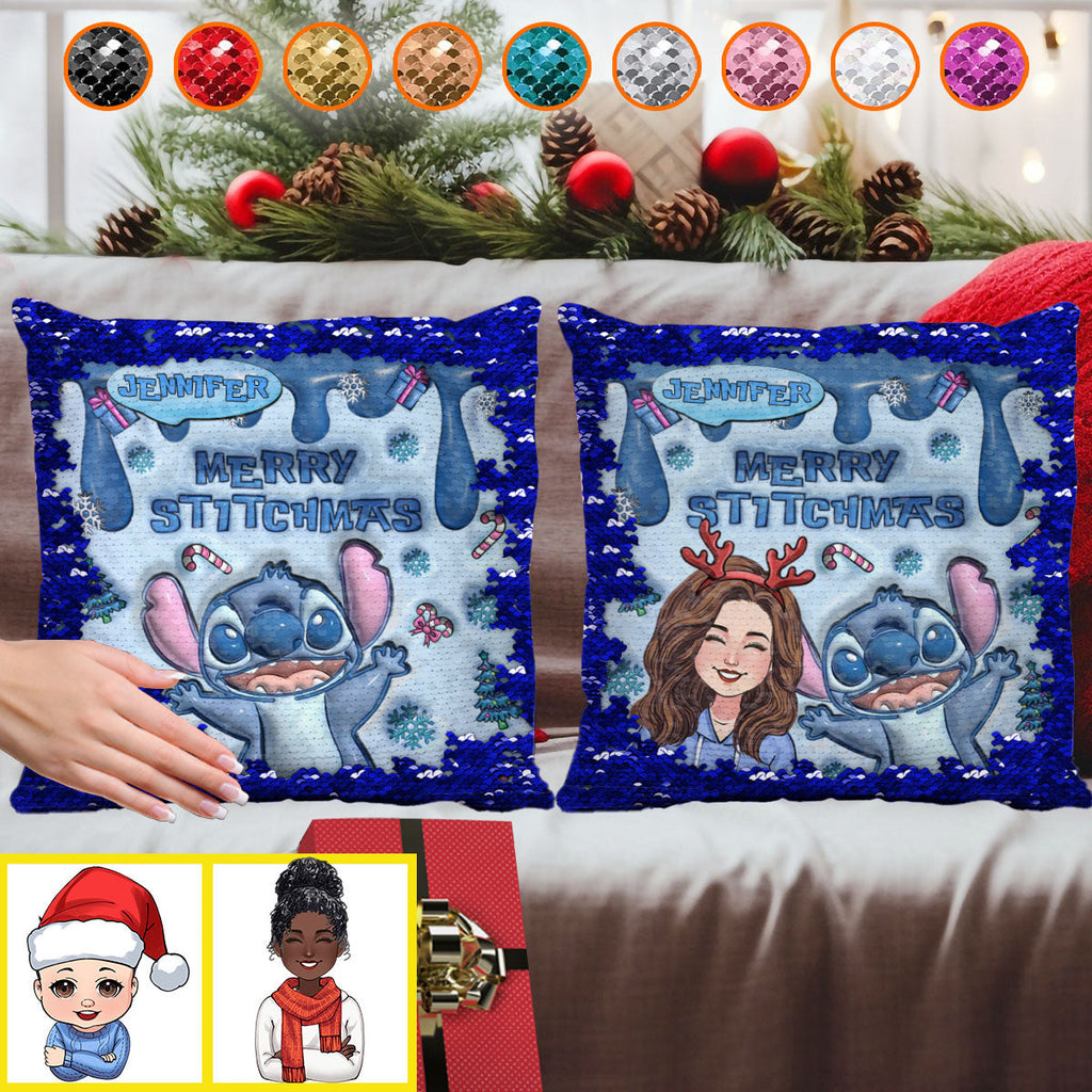 Personalized Sequin Pillow Cover Merry Christmas Gift for Mom Sequin Pillow Cover GradoCreations