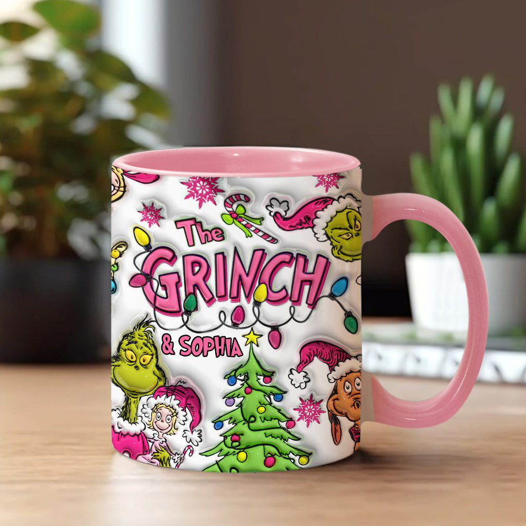 Personalized Grinch Accent Mug Custom Name Christmas Gift Accent Mug GradoCreations