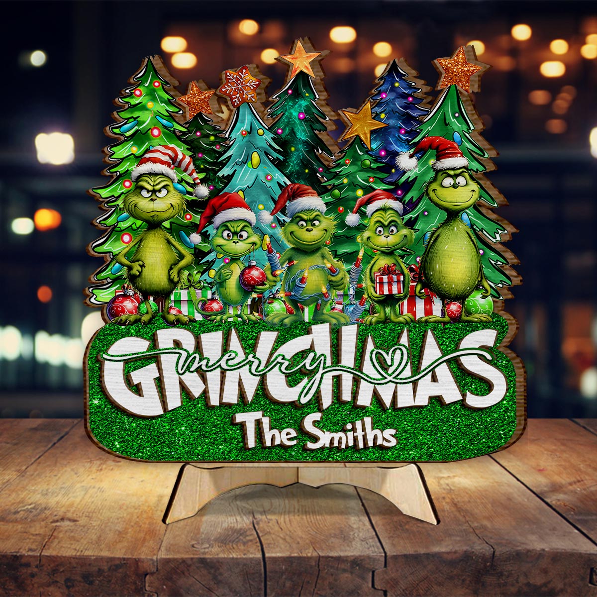 Personalized Merry Grinchmas 2 Layered Wood Sign for Christmas 2 Layered Wood Sign GradoCreations
