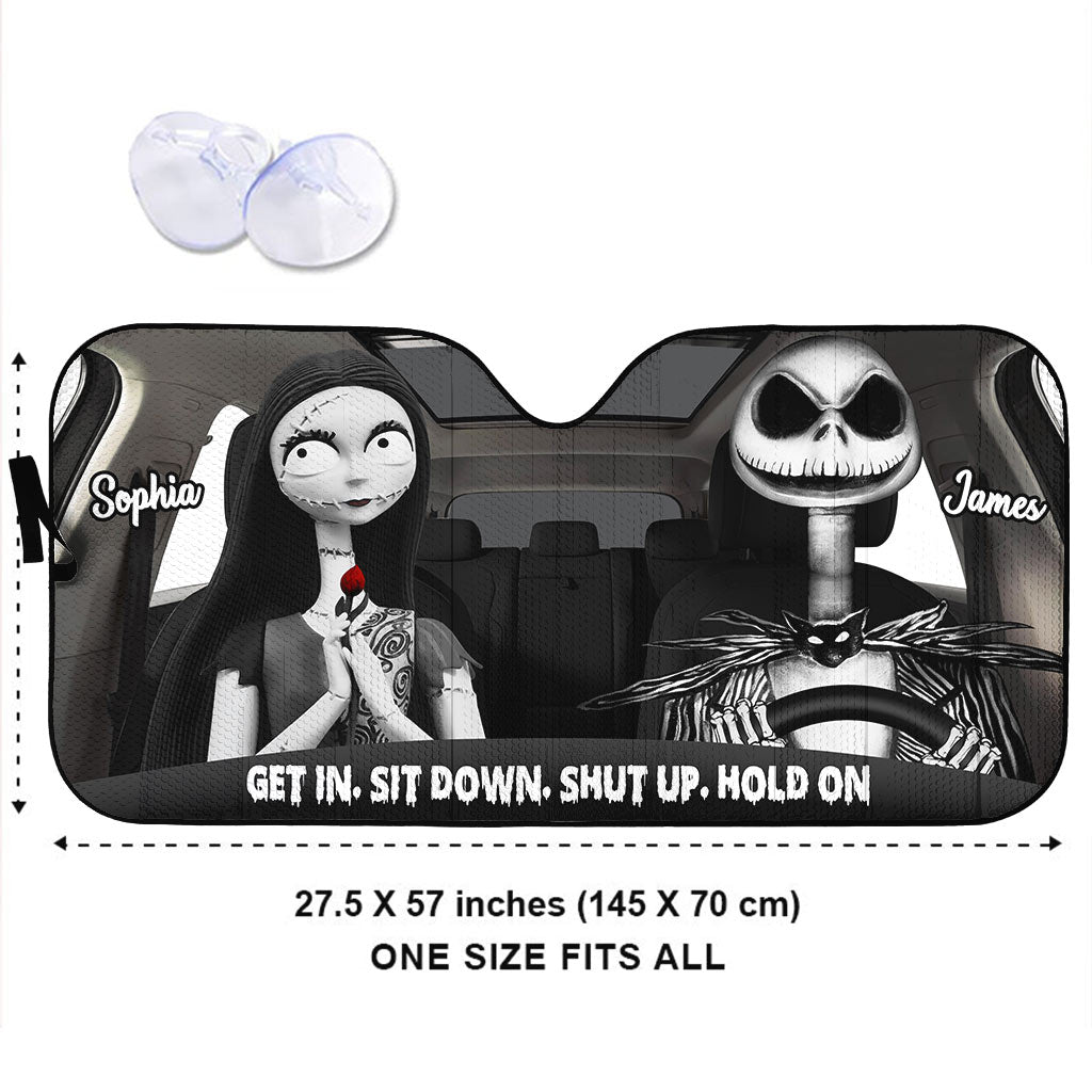 Personalized Nightmare Car Sunshade Custom Names Gift for Couple Car Sunshade GradoCreations