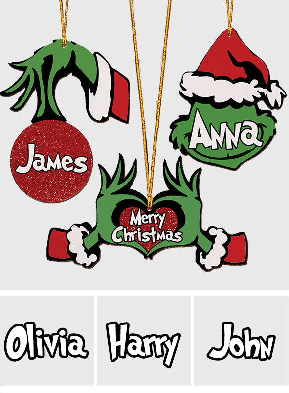 Personalized Grinch Merry Christmas Ornament Gift for Kids One-sided Ornament GradoCreations