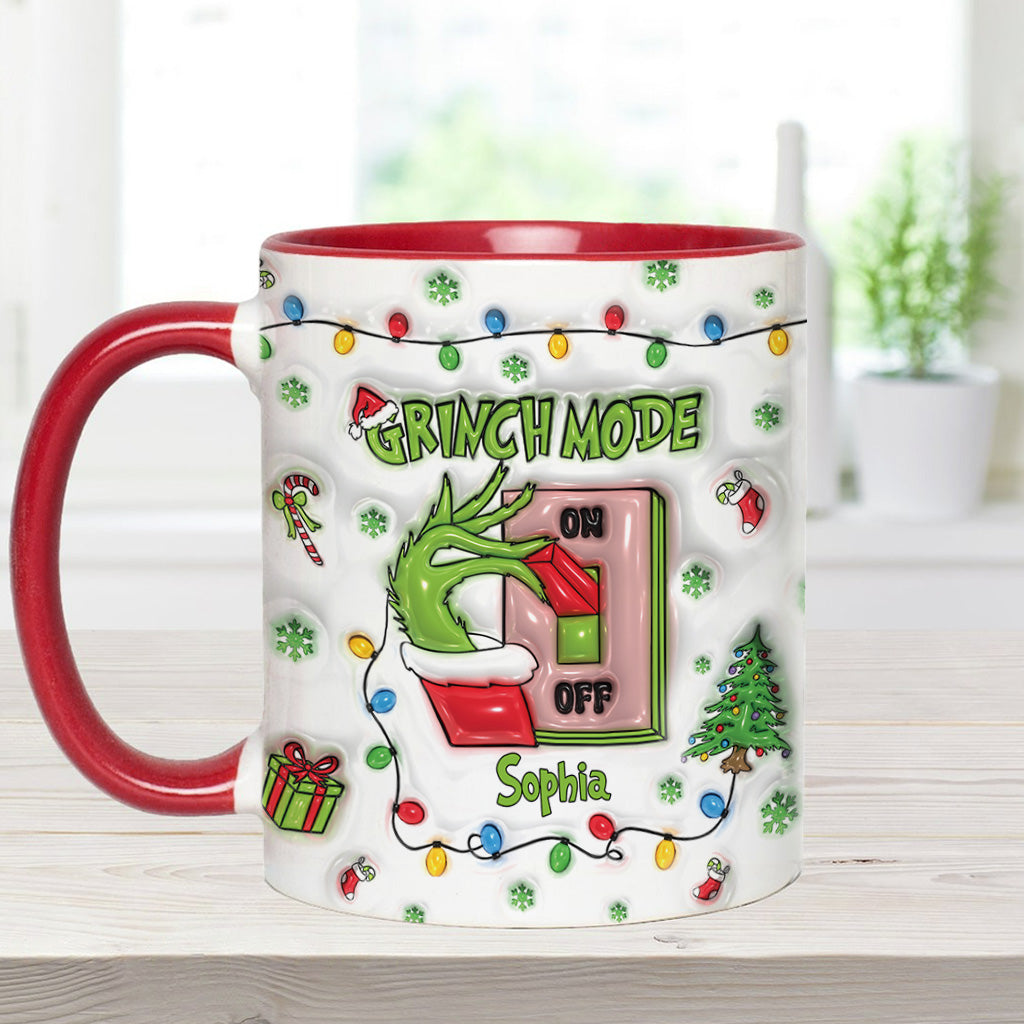 Personalized Grinch Mode Accent Mug Custom Name Holiday Gift Accent Mug GradoCreations