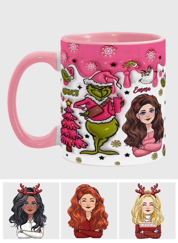 Personalized Grinch Accent Mug with Custom Name for Christmas Gift Accent Mug GradoCreations
