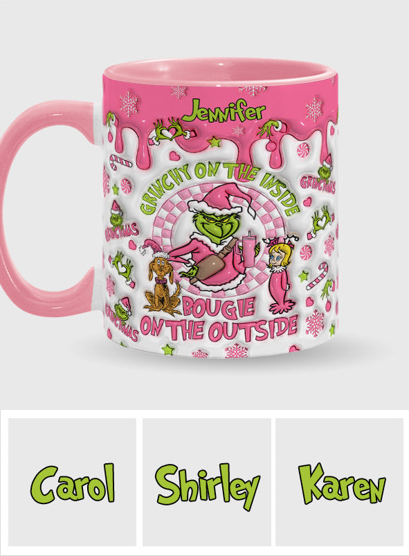Personalized Christmas Accent Mug Grinchy On The Inside Gift Accent Mug GradoCreations
