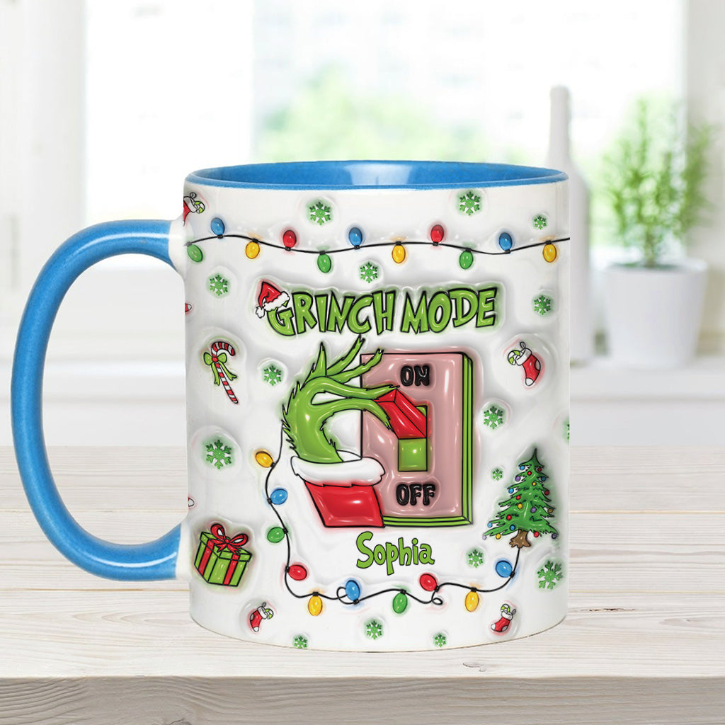 Personalized Grinch Mode Accent Mug Custom Name Holiday Gift Accent Mug GradoCreations