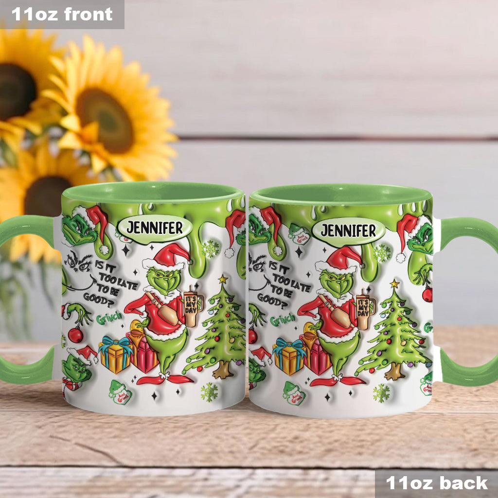 Personalized Grinch Accent Mug Custom Name Christmas Gift Accent Mug GradoCreations