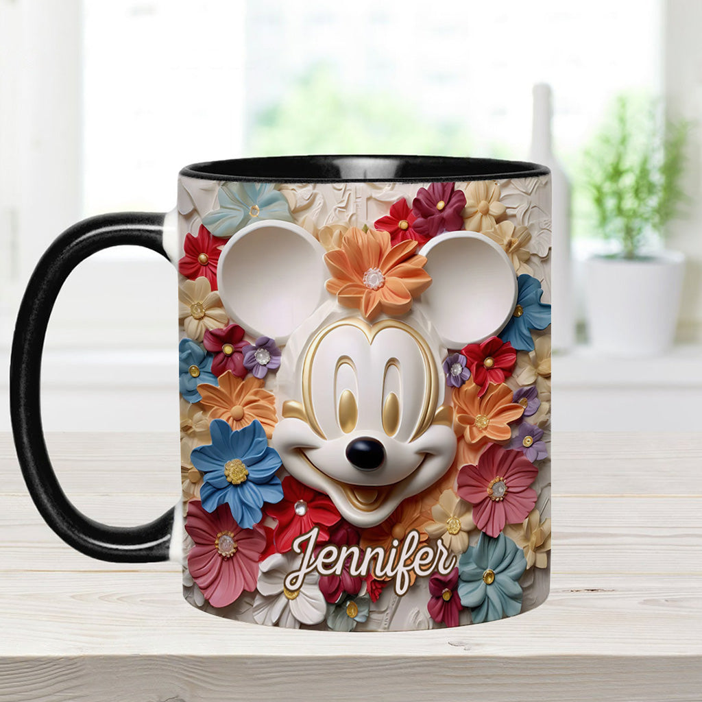 Personalized Floral Mouse Accent Mug Custom Name Gift for Mom Accent Mug GradoCreations