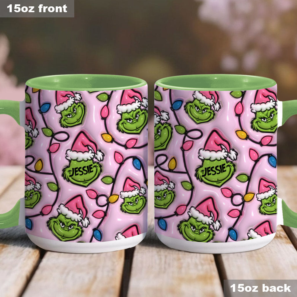 Personalized Christmas Accent Mug with Grinch Design for Kids Accent Mug GradoCreations