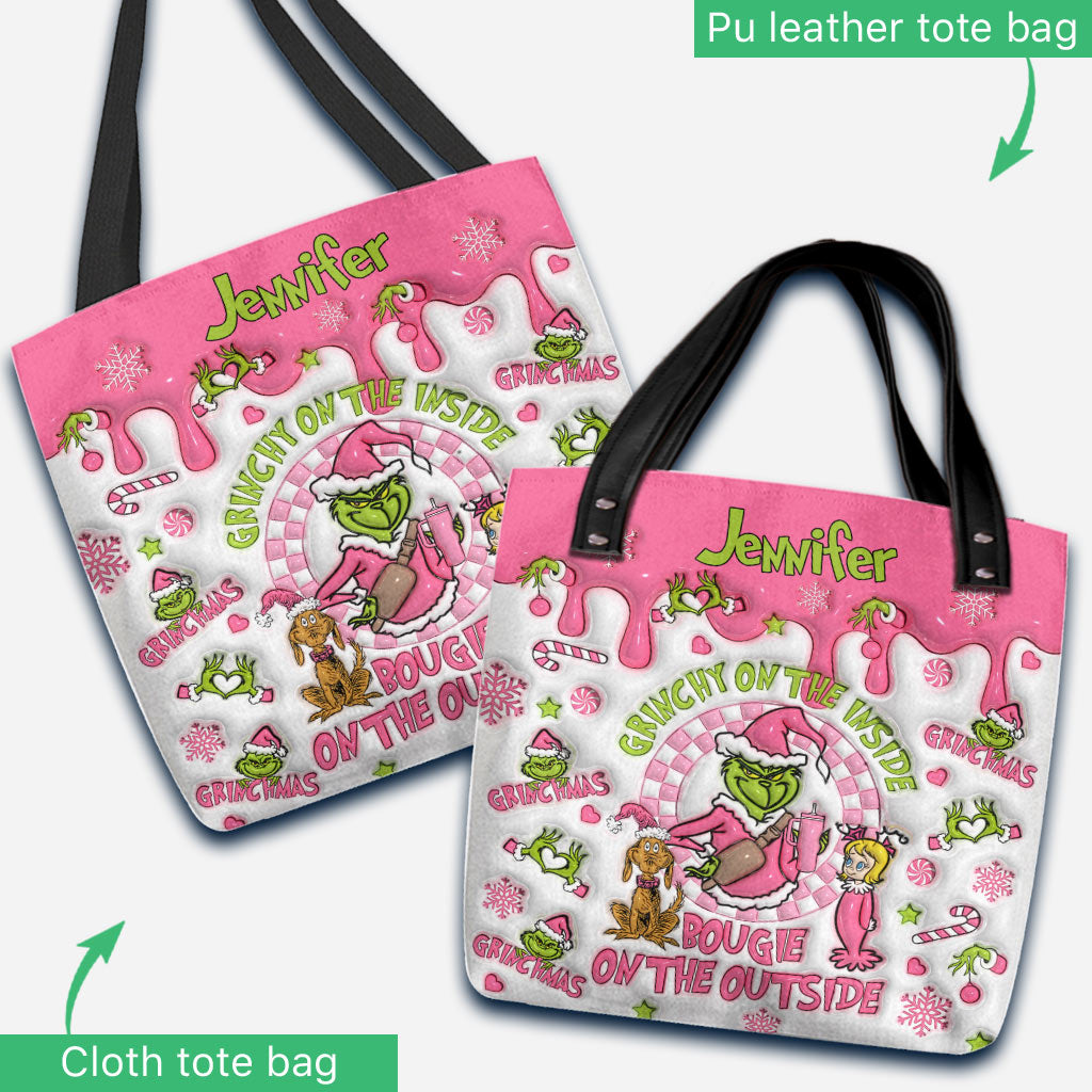 Personalized Grinchy On The Inside Tote Bag Custom Name Gift Tote Bag GradoCreations