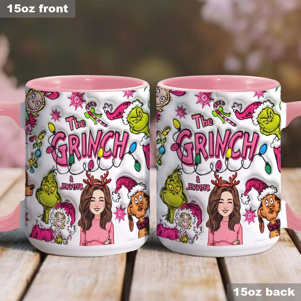 Personalized Grinch Accent Mug Custom Name Christmas Gift Accent Mug GradoCreations