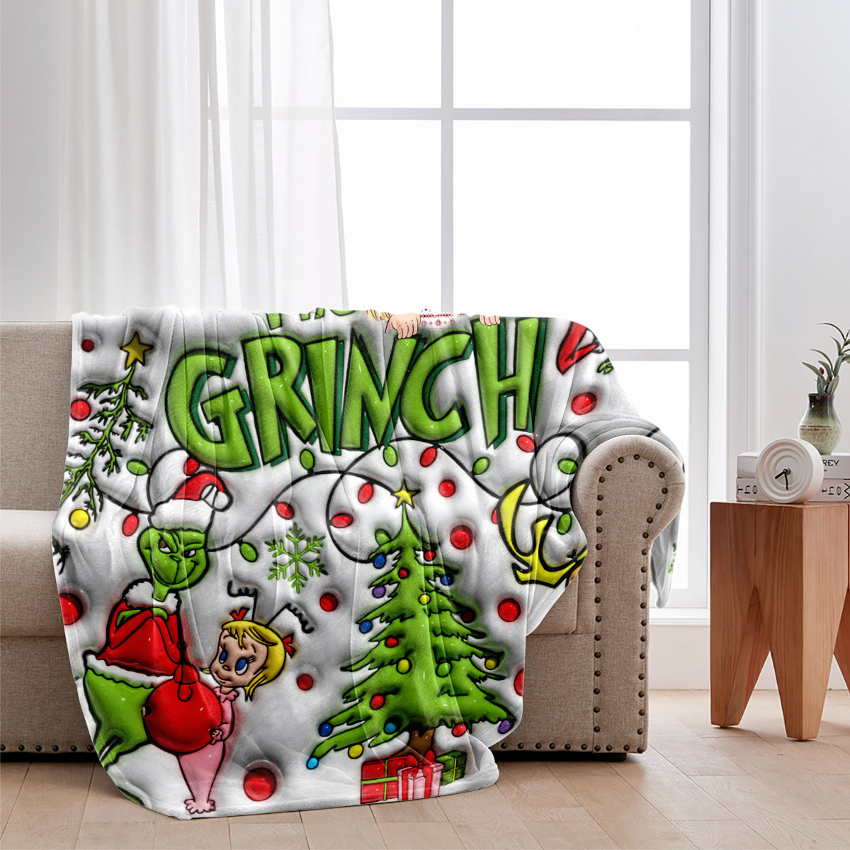 Personalized Grinch Blanket Custom Name Gift for Christmas Blanket GradoCreations