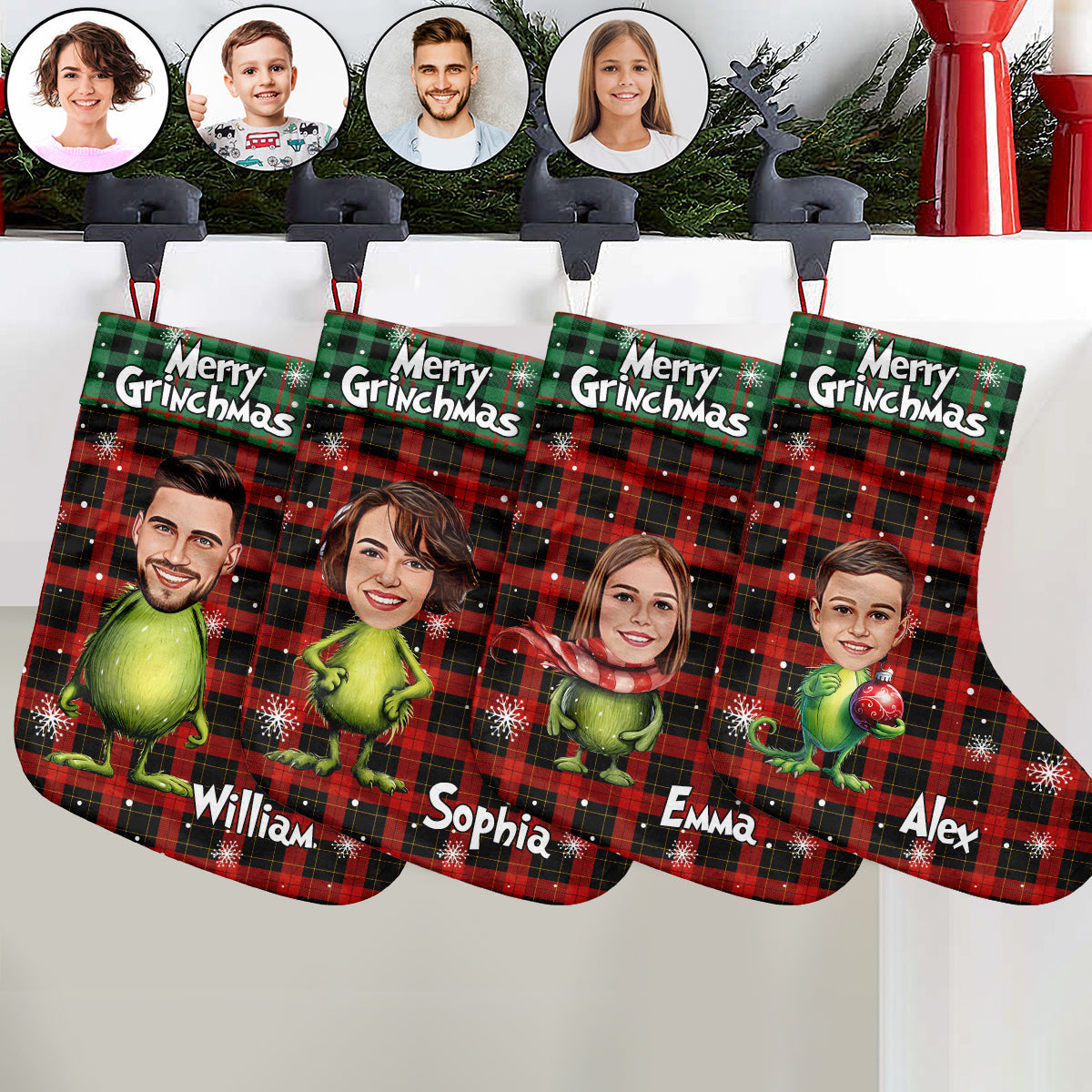 Personalized Merry Grinchmas Christmas Stockings with Custom Names Christmas Stockings GradoCreations