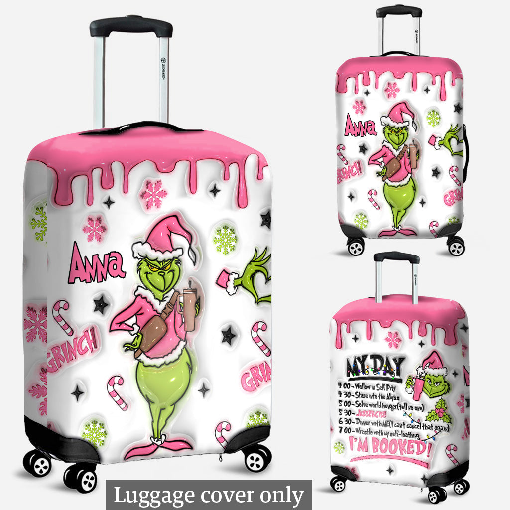 Personalized Christmas Luggage Cover Custom Name Grinch Design Luggage Cover GradoCreations