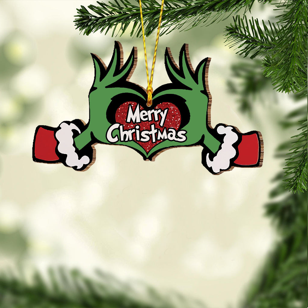 Personalized Grinch Merry Christmas Ornament Gift for Kids One-sided Ornament GradoCreations