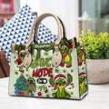 Personalized Grinch Mode Leather Handbag Custom Name Gift for Her Leather Handbag GradoCreations