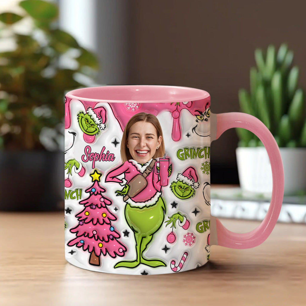 Personalized Grinch Christmas Accent Mug Custom Name Gift Accent Mug GradoCreations