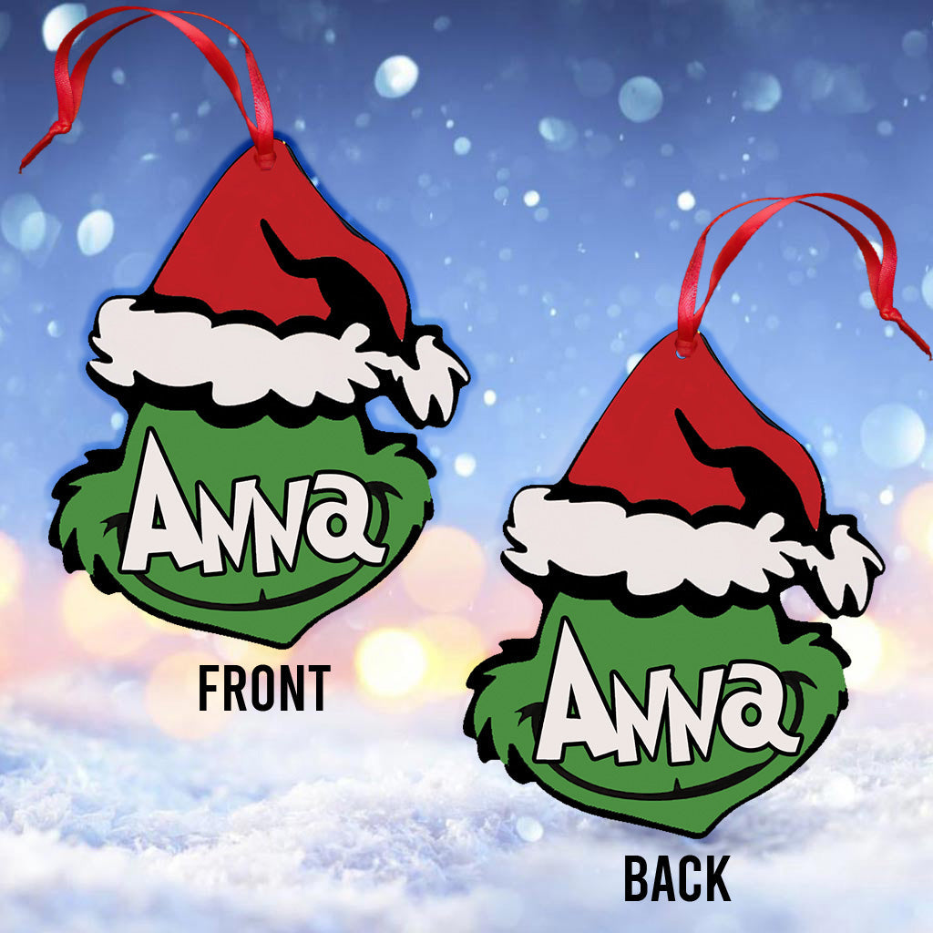 Personalized Grinch Merry Christmas Ornament Gift for Kids One-sided Ornament GradoCreations