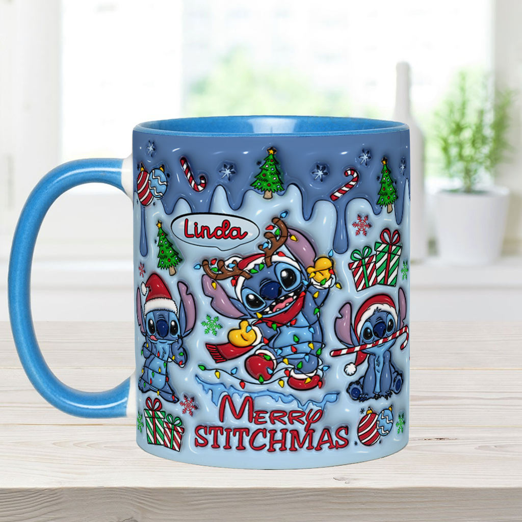Personalized Merry Stitchmas Ohana Accent Mug Gift for Mom Accent Mug GradoCreations