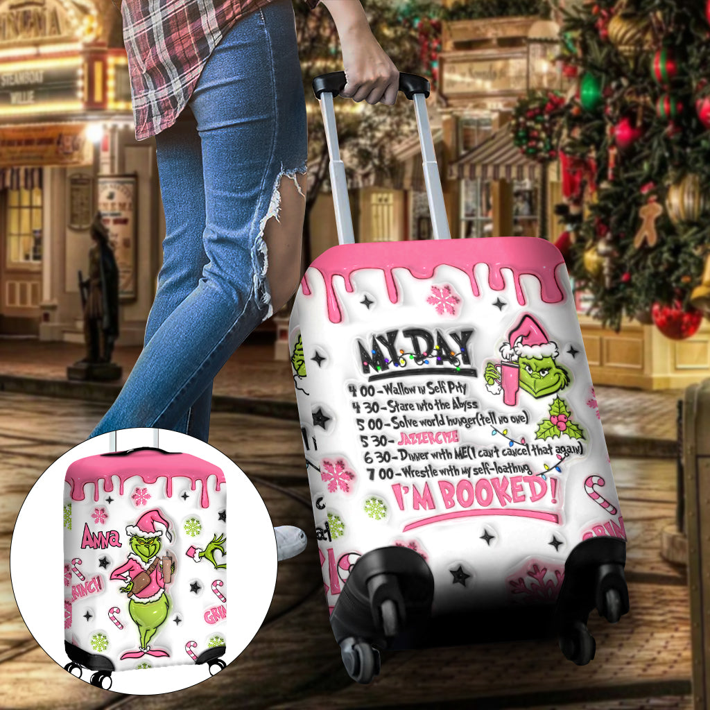 Personalized Christmas Luggage Cover Custom Name Grinch Design Luggage Cover GradoCreations