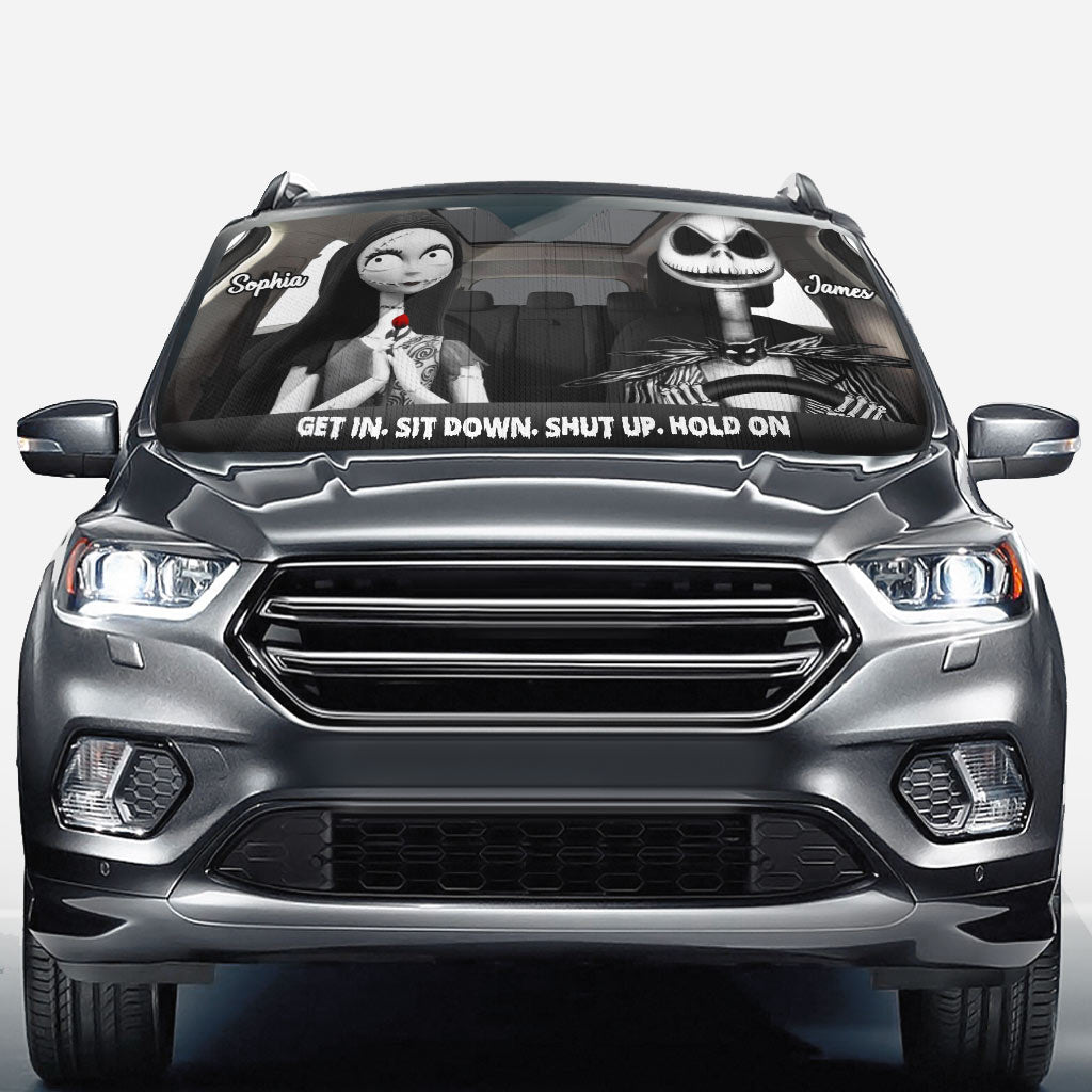 Personalized Nightmare Car Sunshade Custom Names Gift for Couple Car Sunshade GradoCreations