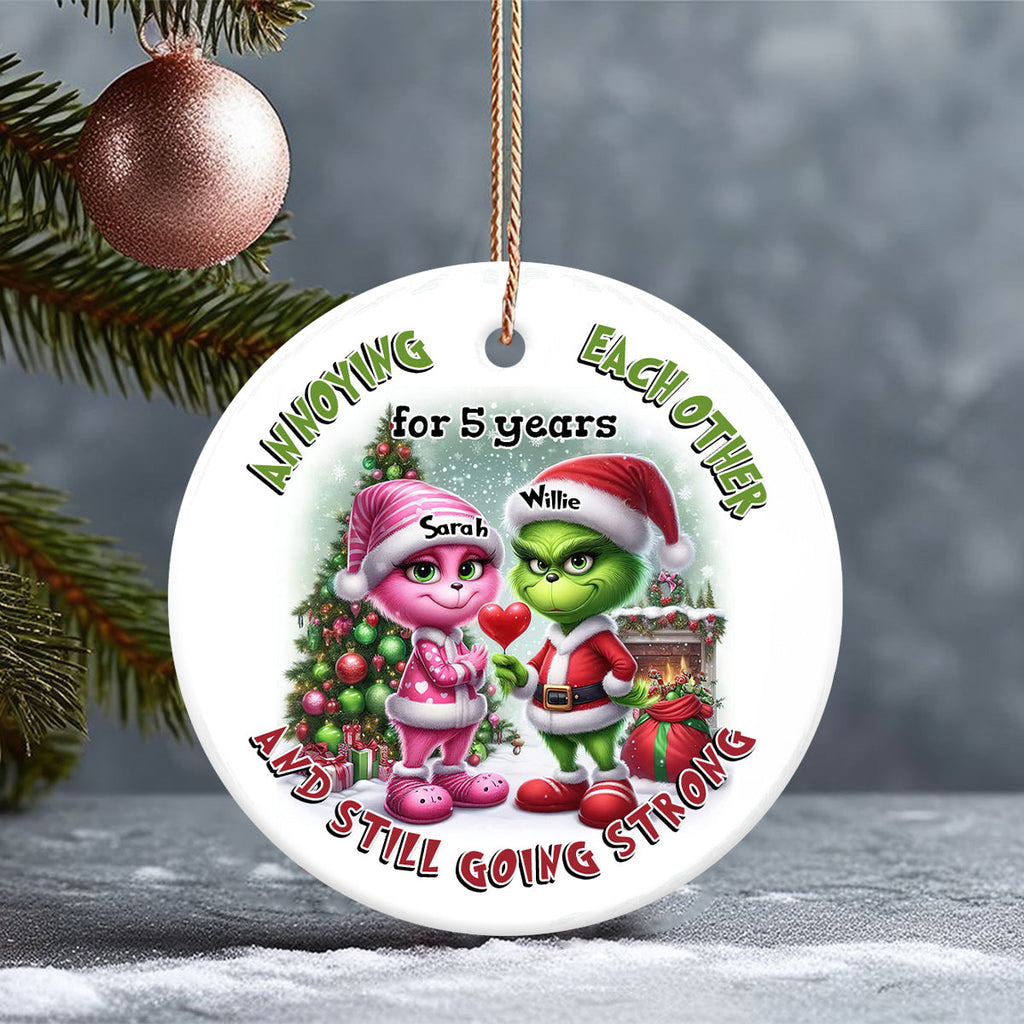 Personalized Ceramic Christmas Ornament Annoying Each Other Gift for Couple Ceramic Circle Ornament GradoCreations