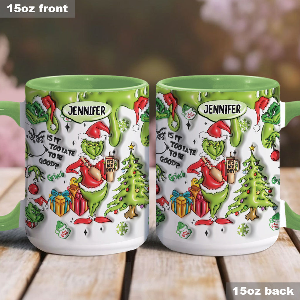 Personalized Grinch Accent Mug Custom Name Christmas Gift Accent Mug GradoCreations