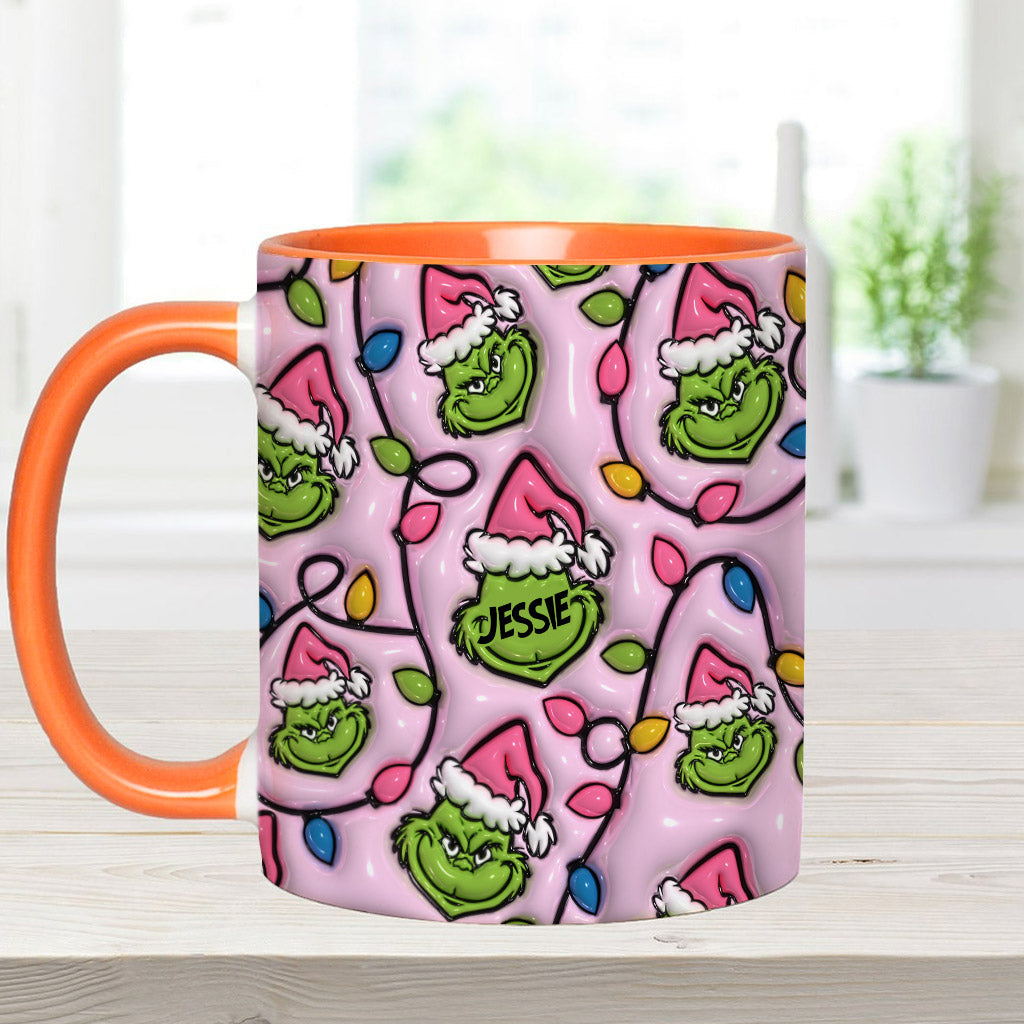 Personalized Christmas Accent Mug with Grinch Design for Kids Accent Mug GradoCreations