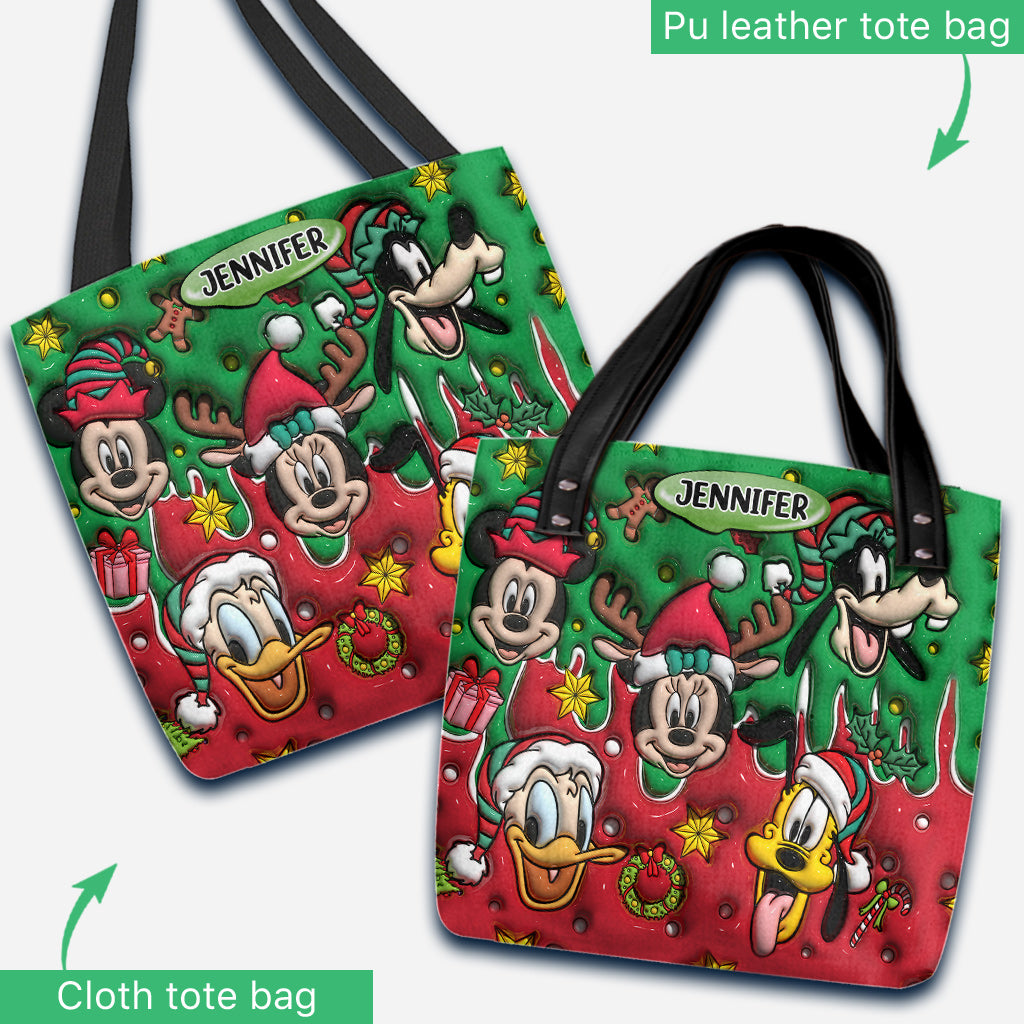 Personalized Christmas Mouse Tote Bag with Custom Name Tote Bag GradoCreations