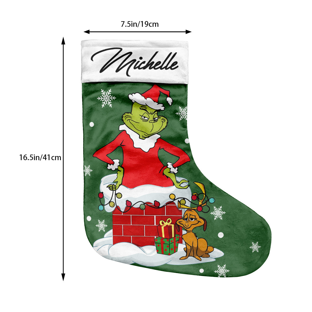 Personalized Grinch Christmas Stocking Custom Name Holiday Decor Christmas Stockings GradoCreations