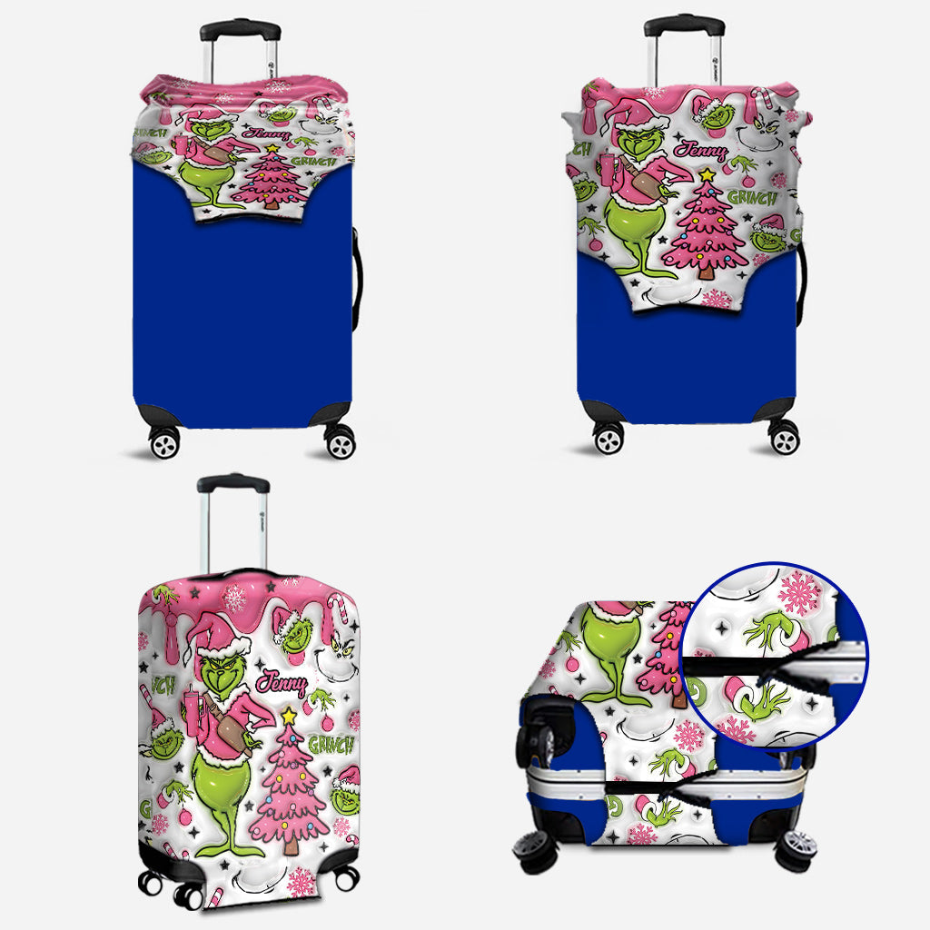 Personalized Grinchmas Luggage Cover Custom Name for Christmas Luggage Cover GradoCreations