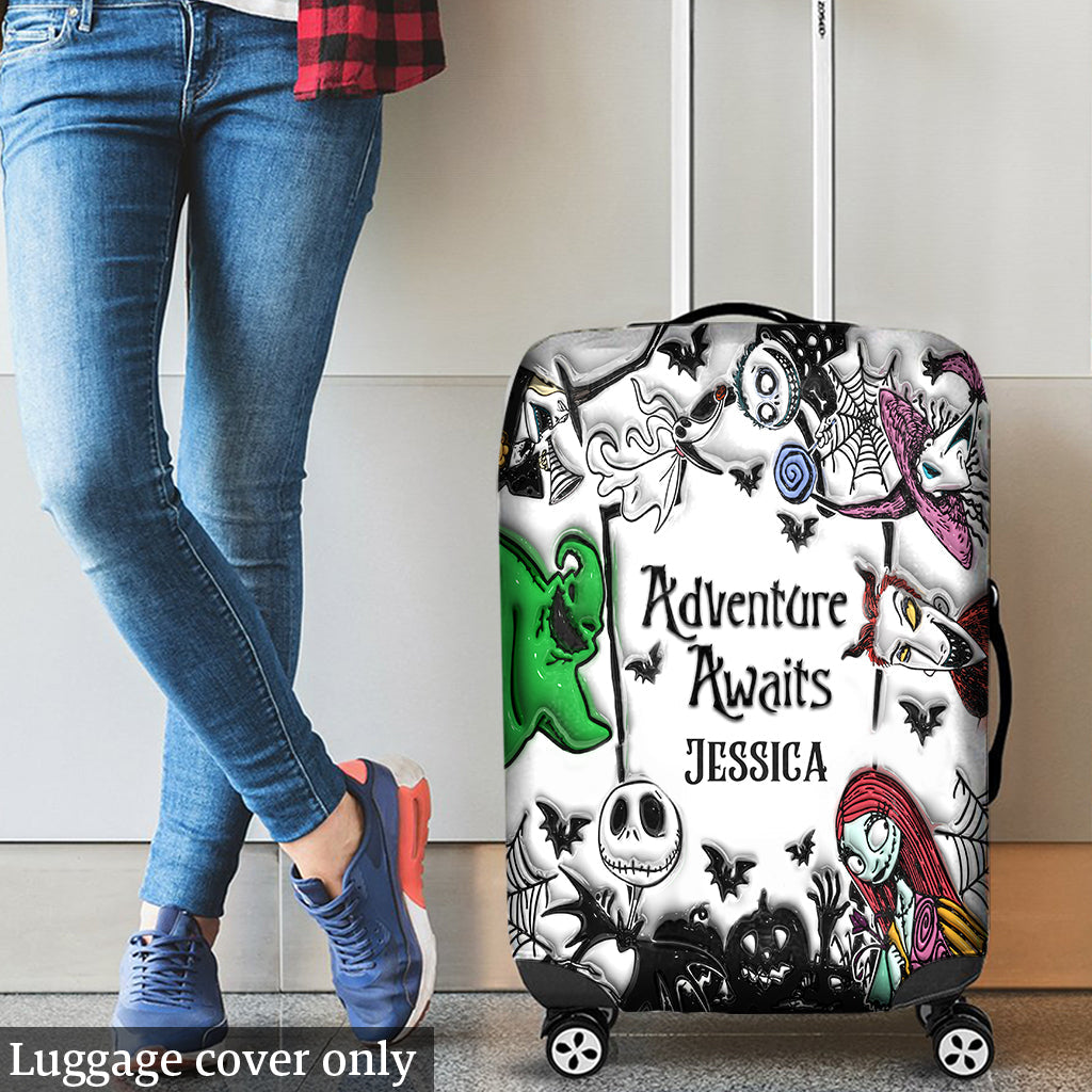 Personalized Nightmare Luggage Cover Custom Name Halloween Gift Luggage Cover GradoCreations