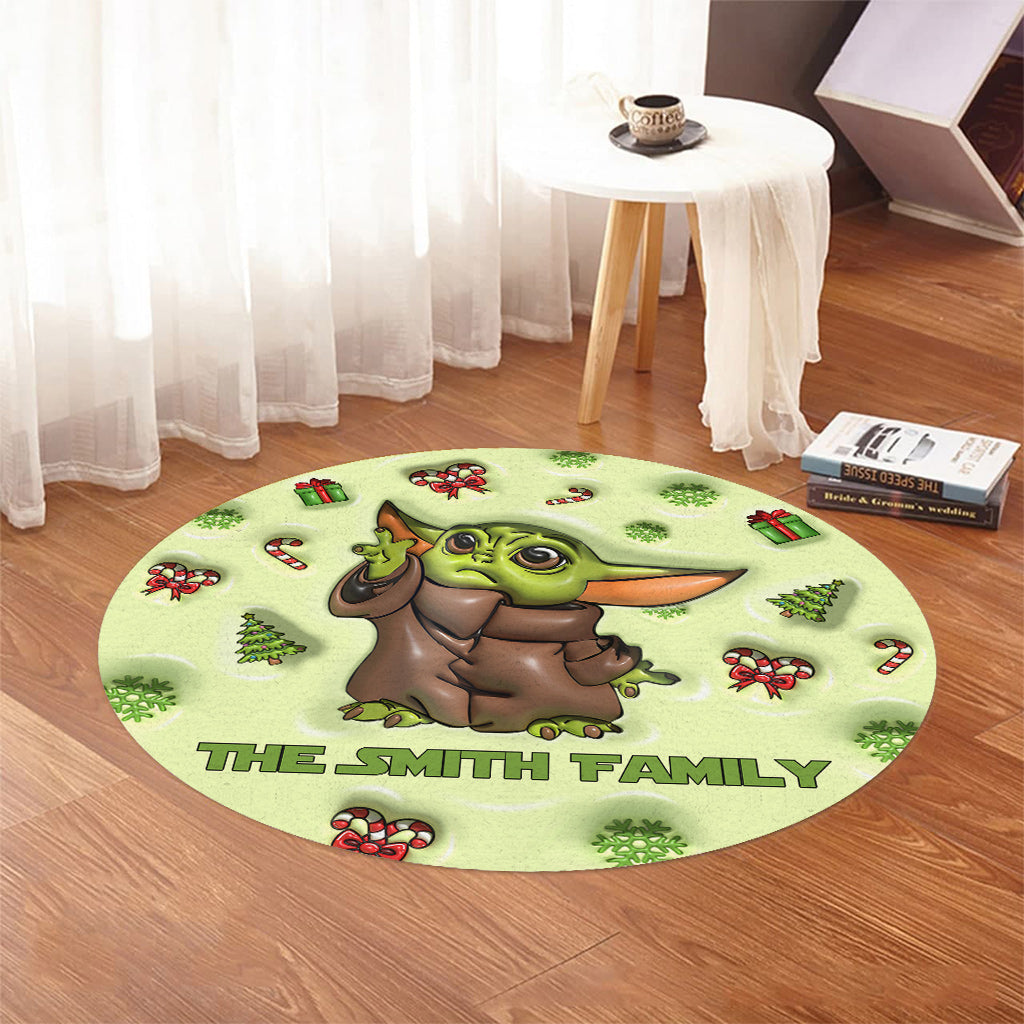 Personalized The Force Round Rug Custom Family Name Gift Round Rug GradoCreations