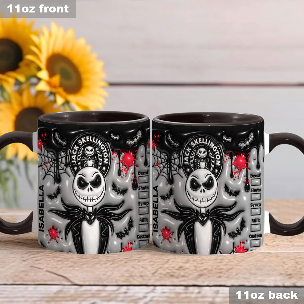 Personalized Nightmare Skeleton Mug Custom Name Gift for Halloween Accent Mug GradoCreations