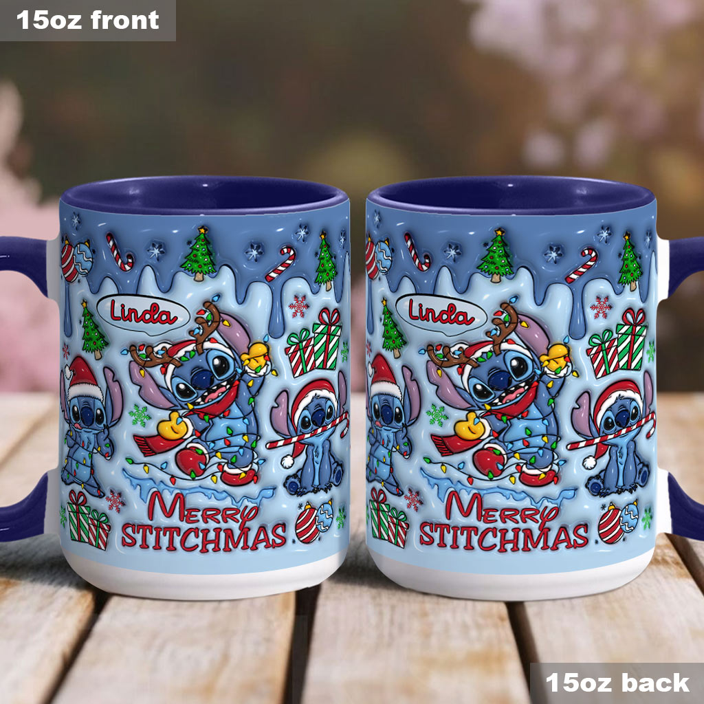 Personalized Merry Stitchmas Ohana Accent Mug Gift for Mom Accent Mug GradoCreations
