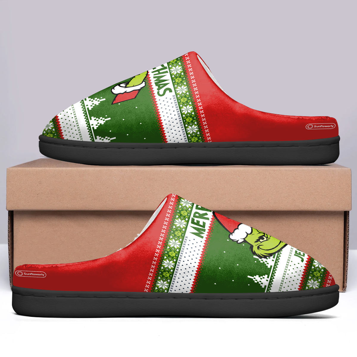 Personalized Merry Grinchmas Slippers Gift for Christmas Slippers GradoCreations