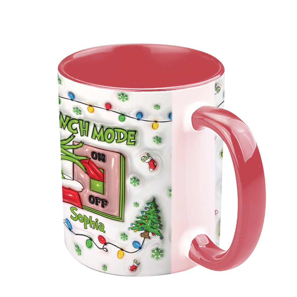 Personalized Grinch Mode Accent Mug Custom Name Holiday Gift Accent Mug GradoCreations