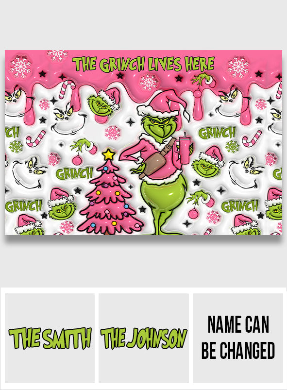 Personalized Grinch Christmas Doormat Custom Family Name Doormat GradoCreations