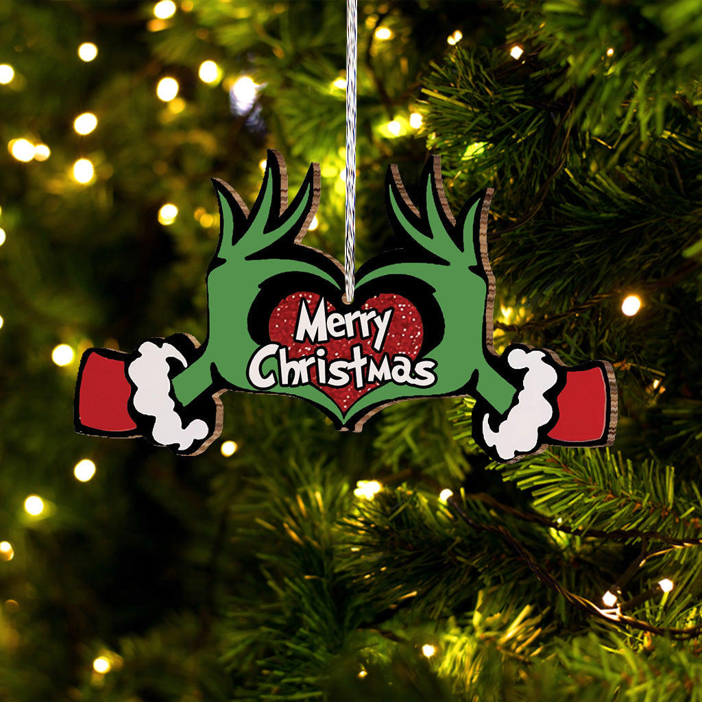 Personalized Grinch Merry Christmas Ornament Gift for Kids One-sided Ornament GradoCreations